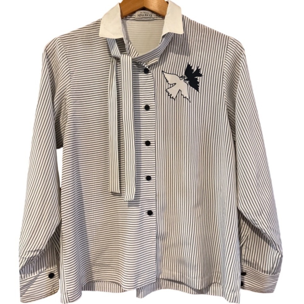 VNTG Nina Ricci Les Blouses‎ black white bird doves logo L'Air du Temps Small